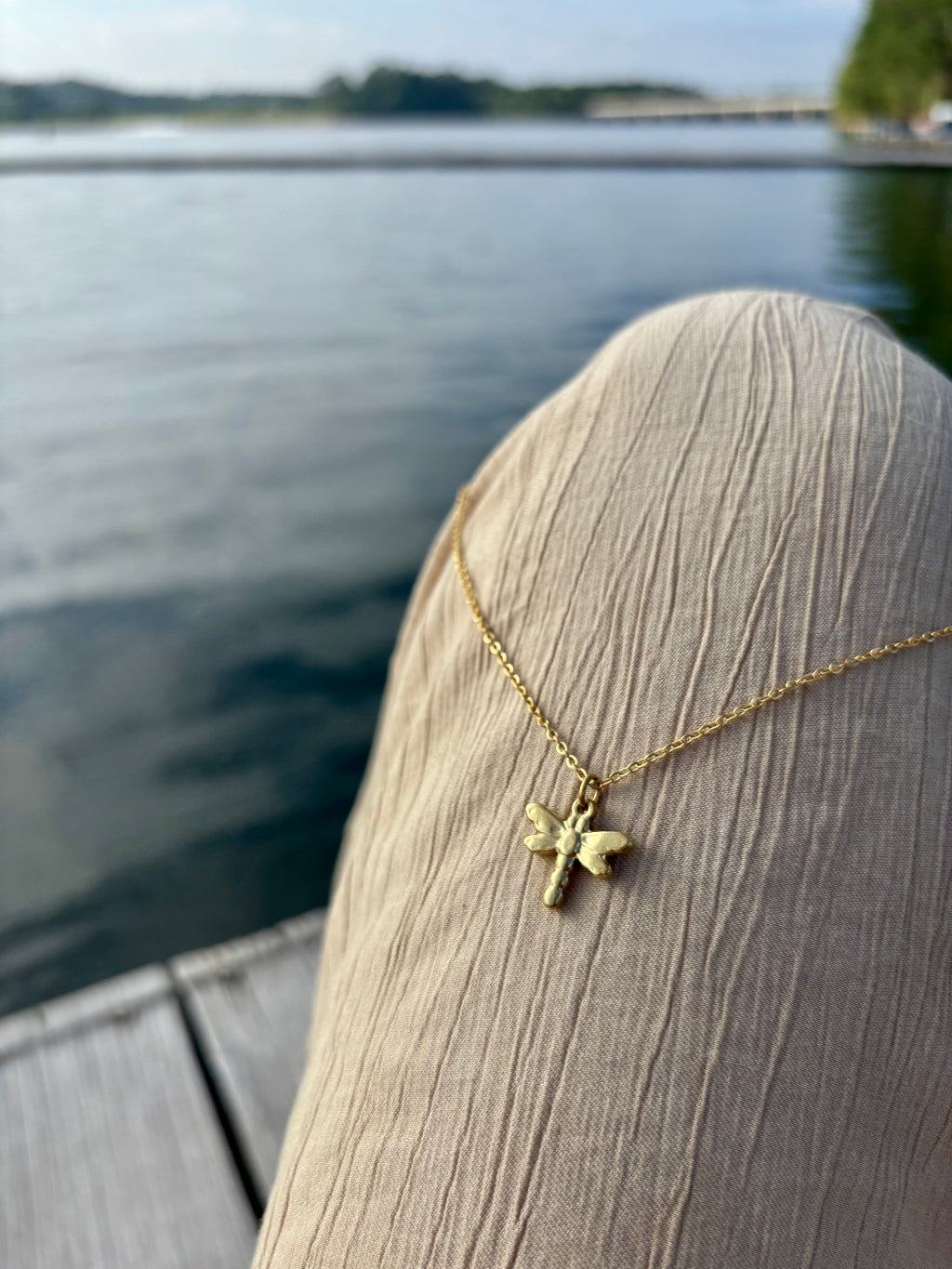 16 in dragon fly charm necklace