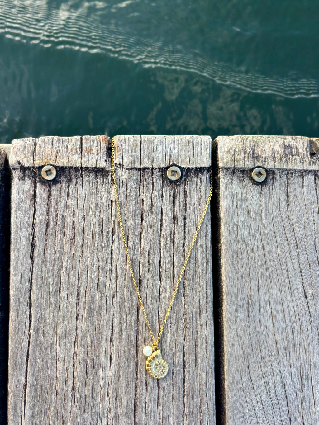 nautilus pearl charm necklace