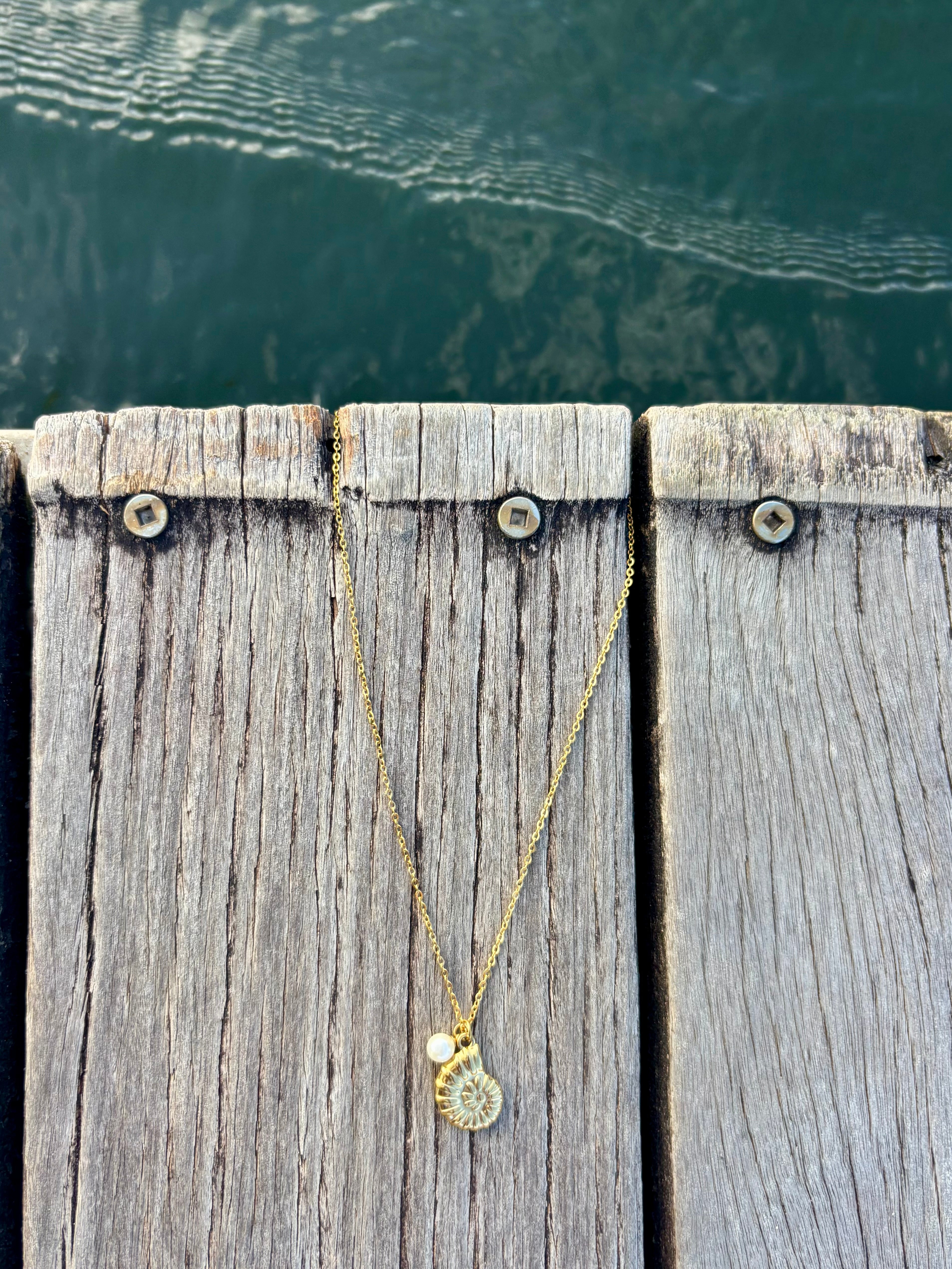 nautilus pearl charm necklace