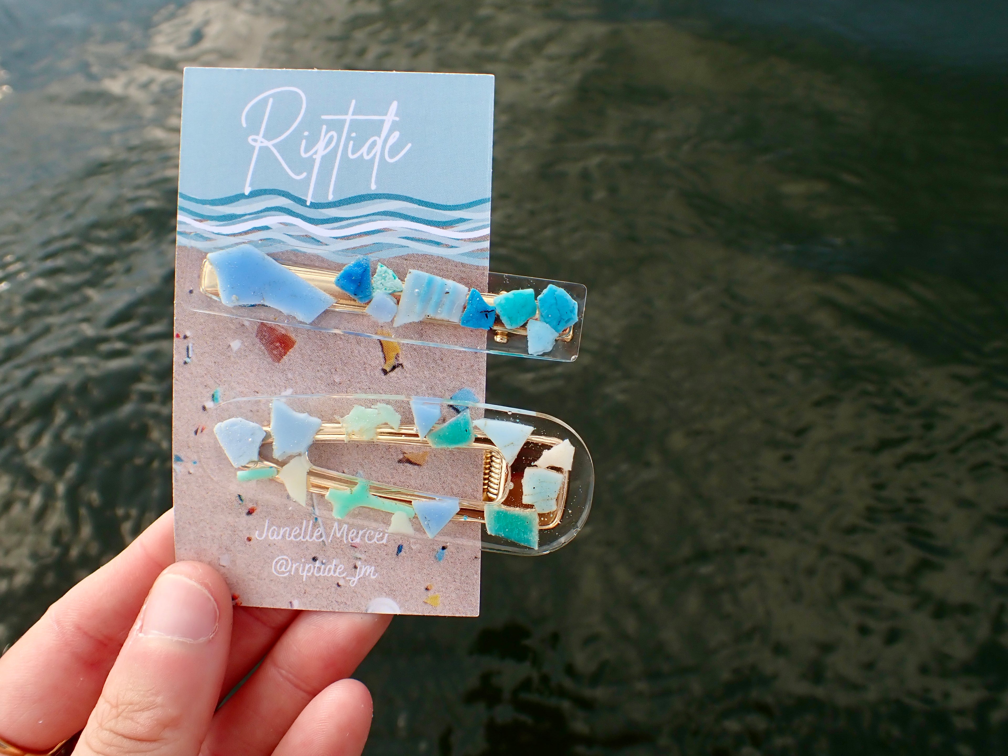 light blue microplastic hair barrette