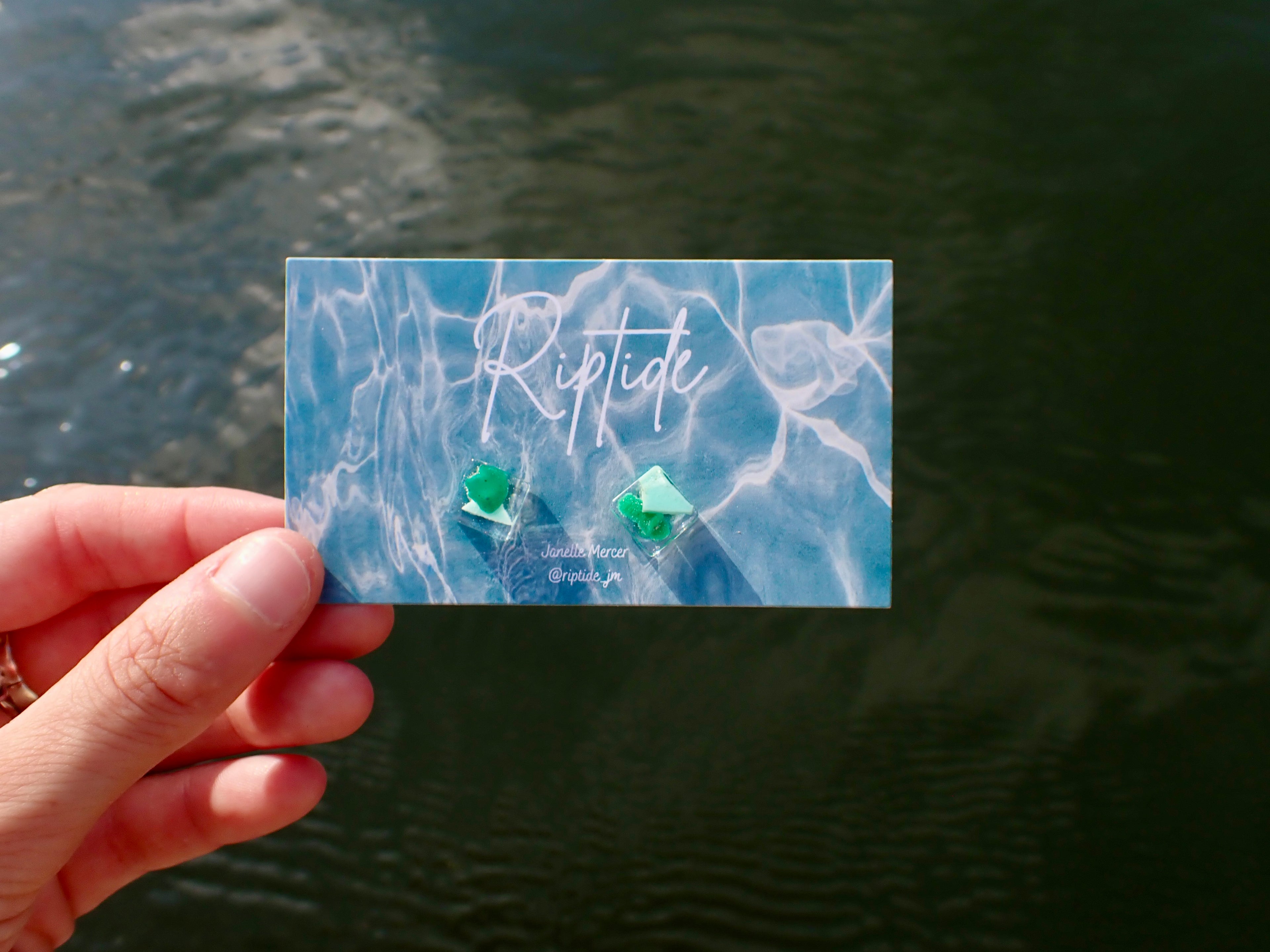 green square microplastic earrings