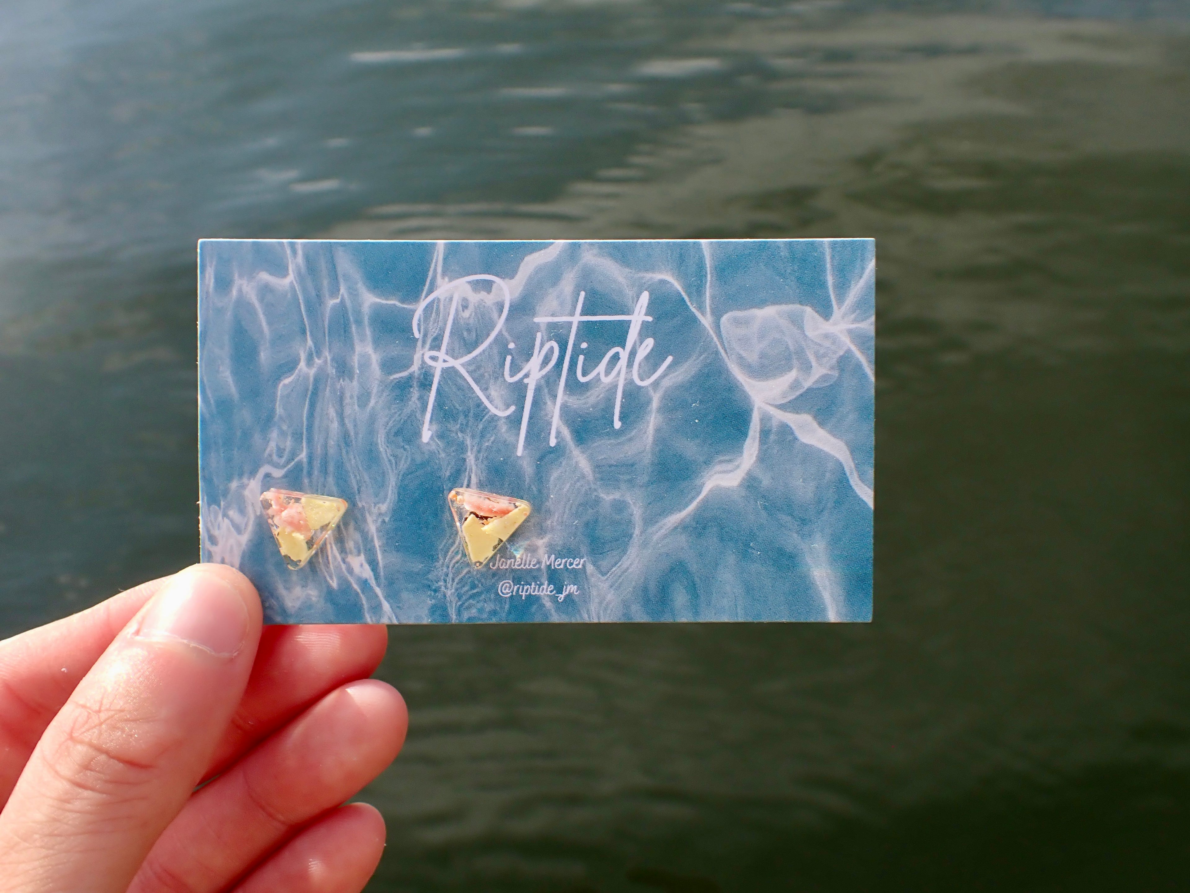 sunset triangle microplastic earrings
