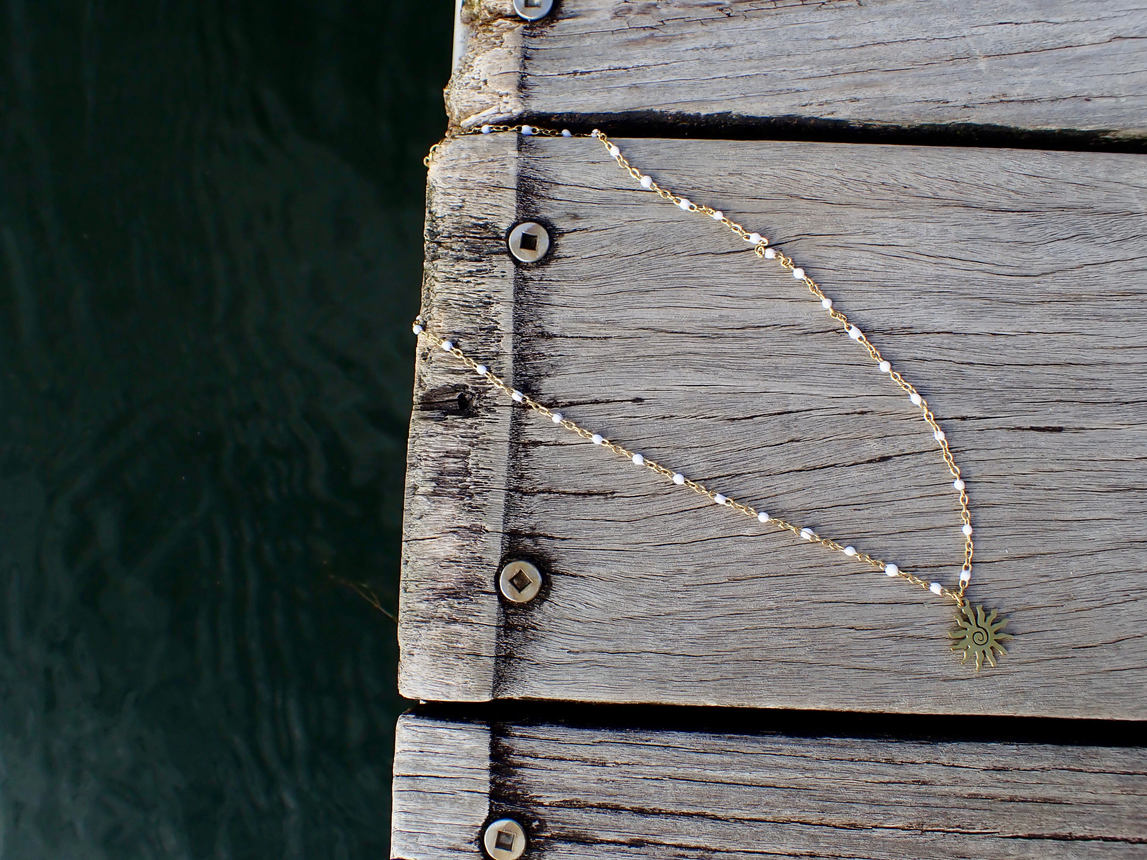 16in confetti white chain with sun charm