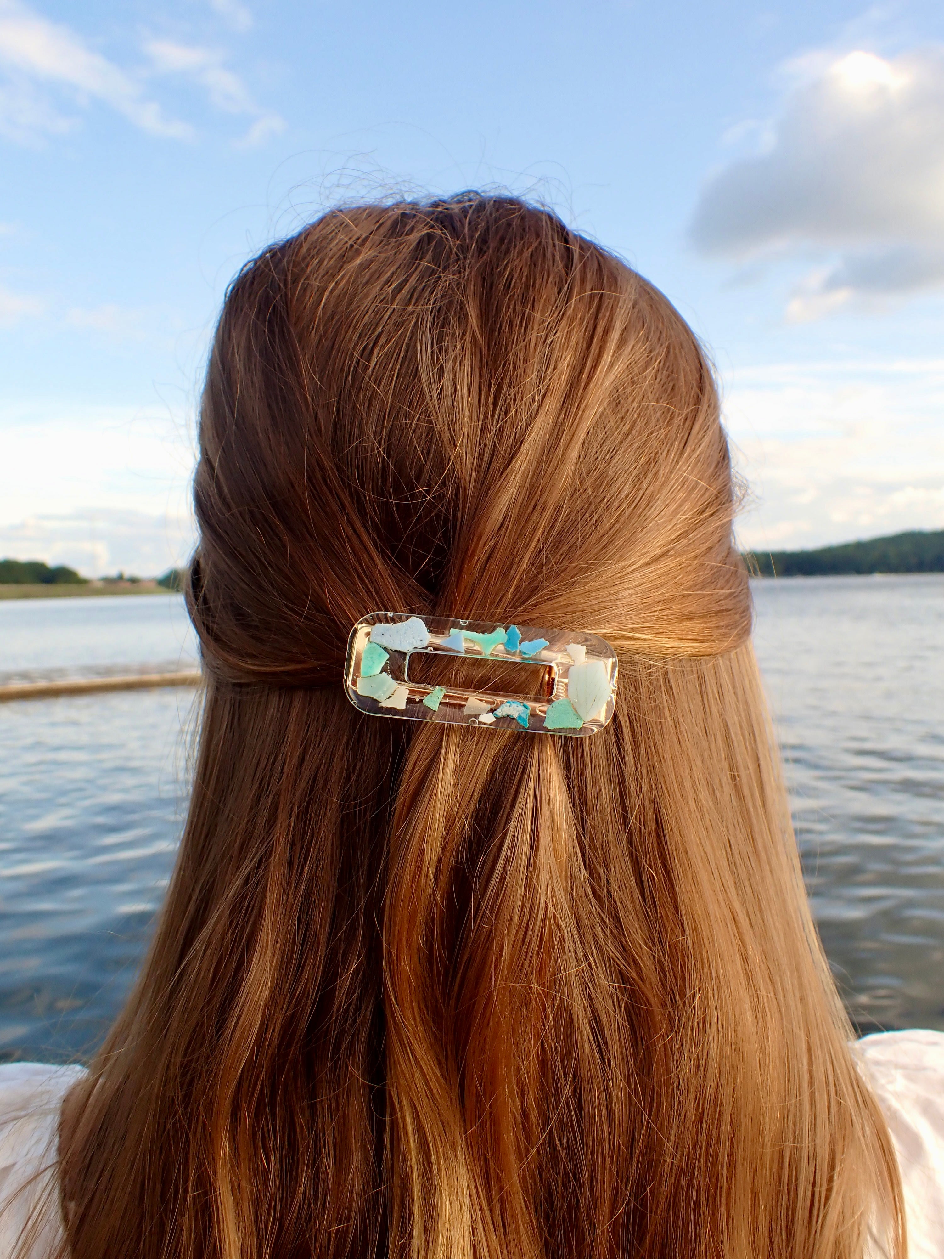 sea blue microplastic barrette