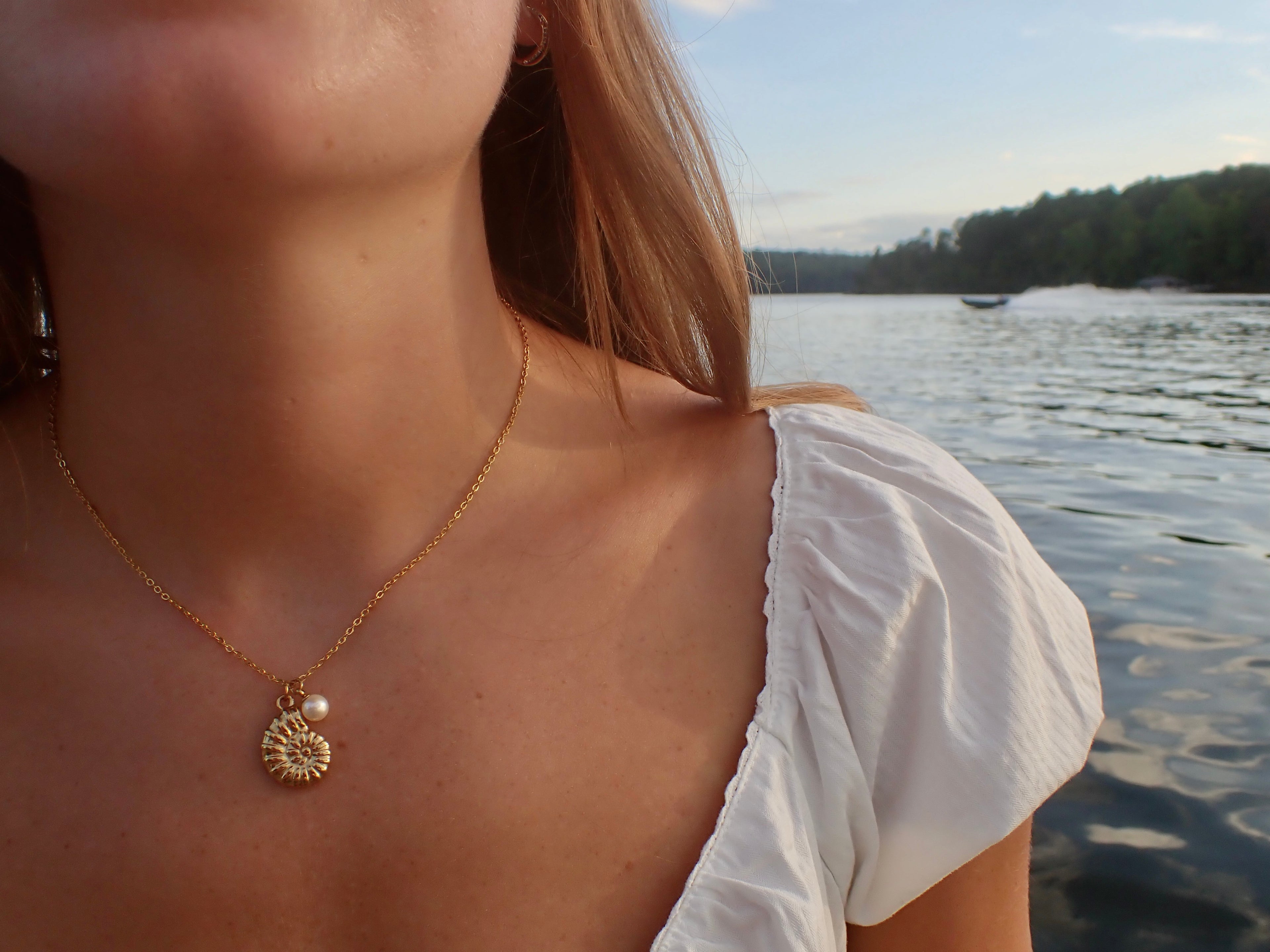 nautilus pearl charm necklace